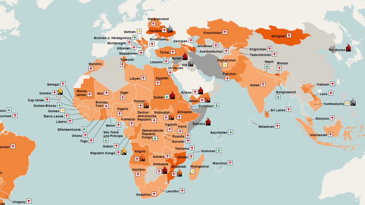 Weltkarte der Verschuldung