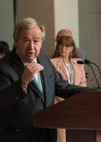 Secretary-General António Guterres briefs reporters about the climate emergency and food, energy and finance, following the Round Table of the Global Crisis Response Group on Food, Energy and Finance and the Informal Leaders Round Table on Climate Change.