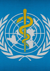 Logo of WHO and blue background