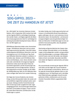 SDG Gipfel 2023 - Die Zeit zu handeln jetzt