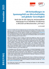 Cover UN-Verhandlungen im Spannungsfeld von Wirtschaftslobby und globaler Gerechtigkeit