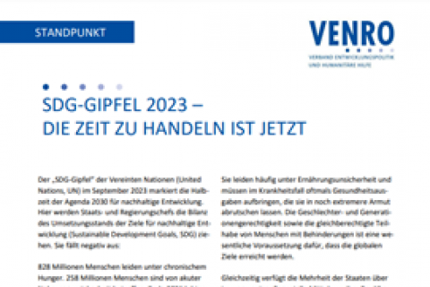 SDG Gipfel 2023 - Die Zeit zu handeln jetzt